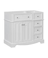 Streamdale Furniture 36" Bathroom Vanity without Basin Sink, Solid Wood Frame Bathroom Storage Cabinet, Freestanding Vanity with 3 Drawers& Adjustable