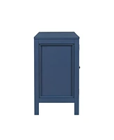 Sideboard with Curved Swirl Patterned Doors and Artistic Three-Door Design, Suitable for Living Rooms, Entrance and Study