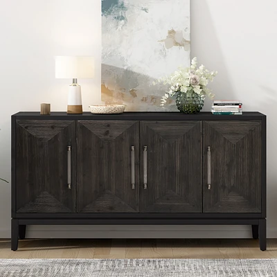 Streamdale Furniture Versatile Four-Door Sideboard with Brushed Doors and Fir Veneer, Featuring Elegant Handles, Perfect for Various Spaces.
