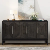 Streamdale Furniture Versatile Four-Door Sideboard with Brushed Doors and Fir Veneer, Featuring Elegant Handles, Perfect for Various Spaces.
