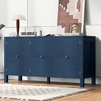 Simplie Fun Sideboard with Curved Swirl Patterned Doors and Artistic Three-Door Design, Suitable for Living Rooms, Entrance and Study