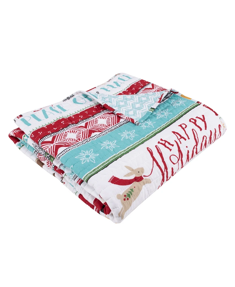 Levtex Merry Bright Ho Ho Holidays Reversible Quilted Throw, 50" x 60"