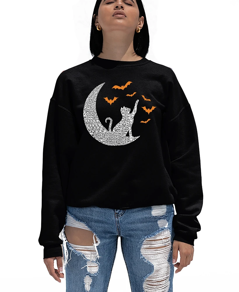 La Pop Art Women's Lunar Bats Word Crewneck Sweatshirt