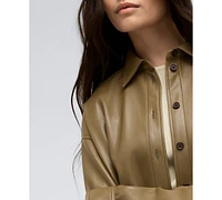 Kenneth Cole Women's Faux-Leather Oversized Jacket