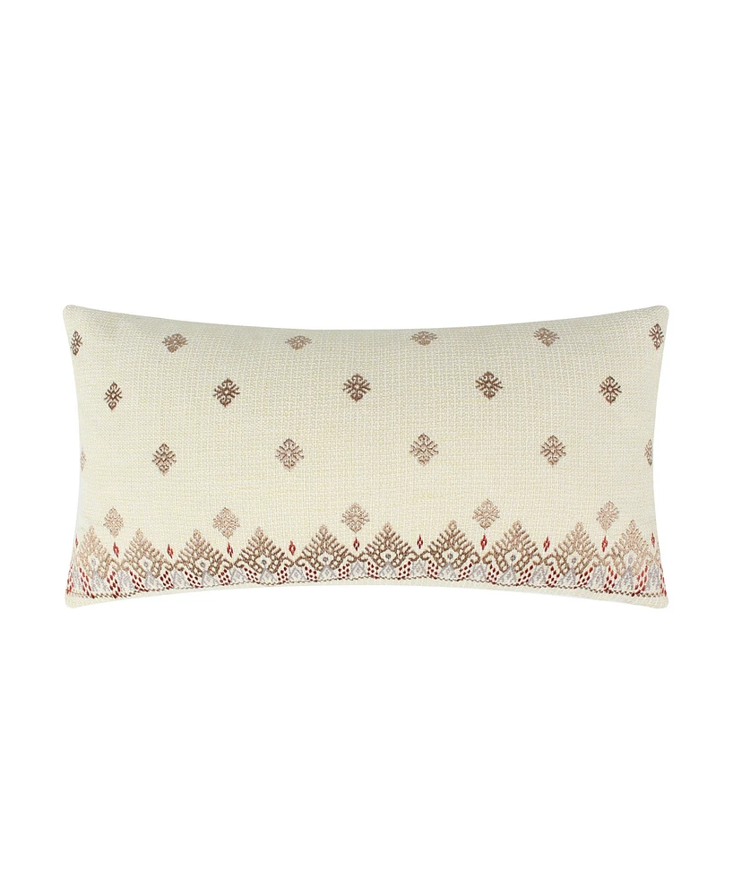 Levtex Ansara Lace Pattern Embroidered Decorative Pillow, 12" x 24"