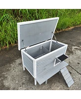 Streamdale Furniture Outdoor Breathable Cat House for Outside Cats, Cat Shelter for Feral Cats with Escape Door, Porch Deck