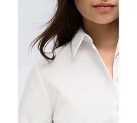 Kenneth Cole Women's Button-Front Poplin Stretch Balloon-Sleeve Shirt