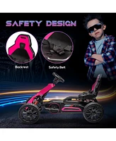 12V Electric Go Kart for Kids, Outdoor Ride-On Toy with Forward Backward Drive & Adjustable Speed, Gift for Child 3-8 Years Old, Pink