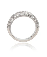 Suzy Levian Sterling Silver White Cubic Zirconia Thick Pave Band