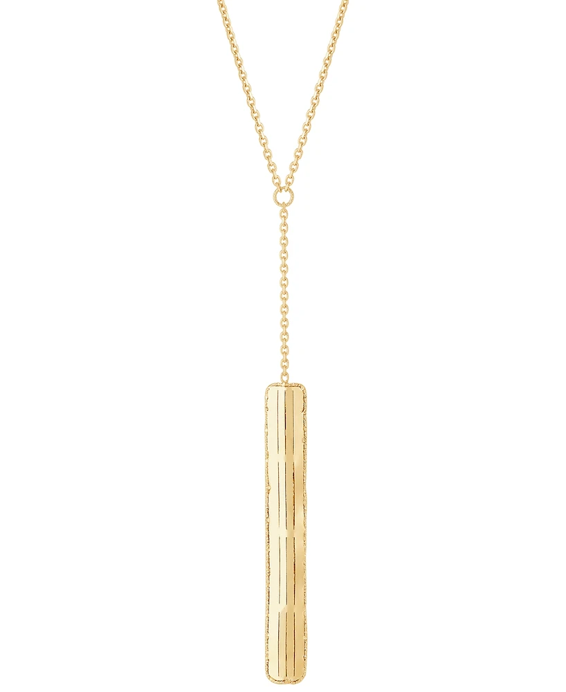 Italian Gold Polished Rectangular 17" Lariat Necklace in 14k Gold