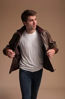 Furniq Uk Men's Leather Jacket, Brown, Created for Macy's