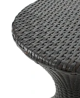 Hourglass Wicker Side Table With Iron Frame For Outdoor Decor