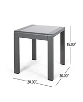 Streamdale Furniture Stylish Aluminum End Table With Frosted Glass Top For Outdoor Seating