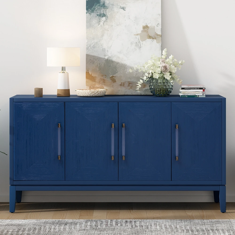 Streamdale Furniture Versatile Four-Door Sideboard with Brushed Doors and Fir Veneer, Featuring Elegant Handles, Perfect for Various Spaces.