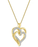 Diamond Overlap Heart 18" Pendant Necklace (1/10 ct. t.w.) Sterling Silver, 14k Gold-Plated Silver or Rose