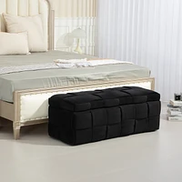 Storage Ottoman, Bedroom End Bench, Upholstered Fabric Storage Ottoman with Safety Hinge, Entryway Padded Footstool