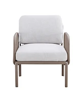 Patio indoor/ outdoor garden single sofa armchairs plastic with soft cushion Weather waterproof chair Sectional Furniture for Balcony Garden Pool Lawn