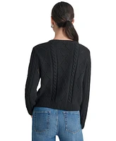 Dkny Jeans Women's Diamond Pointelle Long-Sleeve Cardigan