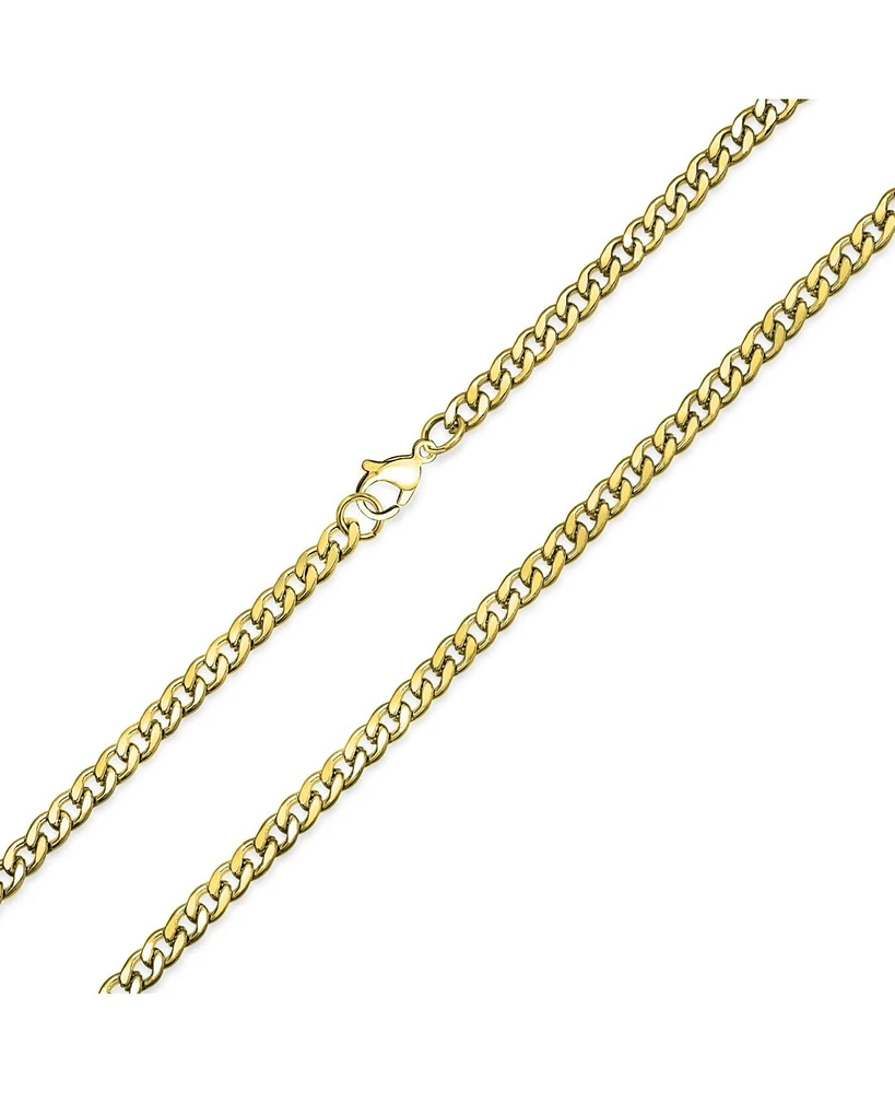 Bling Jewelry Heavy Duty Curb Chain Necklace Gold Tone Stainless Steel 4MM