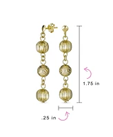 Bling Jewelry Multi Spheres Linear Dangle Ball Earrings Gold Plated 6MM - Gold