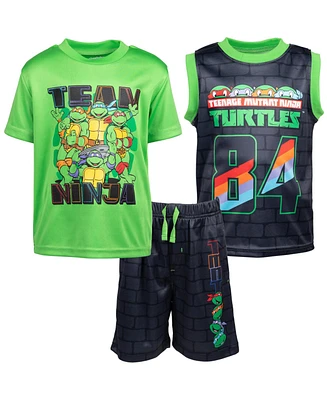 Teenage Mutant Ninja Turtles Boys T-Shirt Tank Top and Shorts 3 Piece Outfit Set