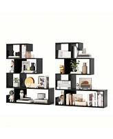 Costway Pcs 5-Tier S-Shaped Bookshelf with Open Cubes Anti-Toppling Kits Freestanding Bookcase