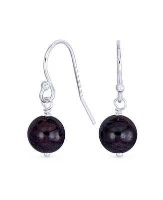 Bling Jewelry Round Bead Violet Purple Amethyst Ball Drop Earrings Sterling Silver