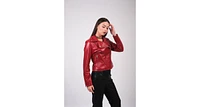 Furniq Uk Women's Leather Jacket, Red, Created for Macy's