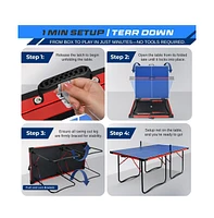 SereneLife Foldable Table Tennis Table with Single Player Playback Mode, Net, and Post