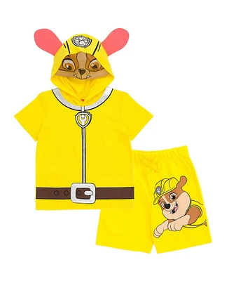 Paw Patrol Boys Chase Skye Rubble Marshall Cosplay T-Shirt and Bike Shorts French Terry Outfit Set