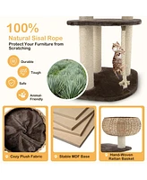 Vebreda 41 Inch Rattan Cat Tree with Napping Perch