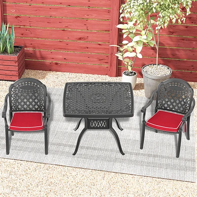 Simplie Fun (Cushions In Random Colors)3-Piece Set Of Cast Aluminum Patio Furniture With Cushions