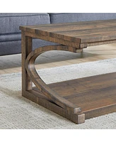 Simplie Fun Unique Coffee Table, Solid Wood inch Modern Coffee Table Modern Center Table with Storage, Solid Wood Special Shape Coffee Table