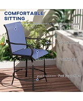 Outdoor Bar Stools with Armrests, Set of 2 360 Swivel Bar Height Patio Chairs with High-Density Mesh Fabric, Steel Frame Dining Chairs for Balcony, Po