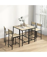 3 Piece Bar Table and Chairs, Industrial Dining Table Set for 2, Counter Height Kitchen Table with Bar Stools, Breakfast Table Set for 2 for Small Spa