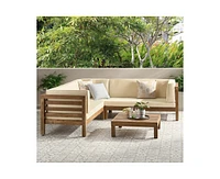 Streamdale Furniture Oana Outdoor Wooden Sectional Set With Cushions, Beige