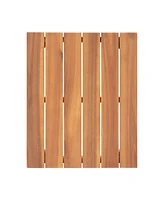 Simplie Fun Acacia Wood Slat-Top Side Table: Minimalist Elegance For Outdoor Spaces