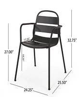 Modern Bistro Set: Curved Frames, Open Slats, Round Table, Matte Finish