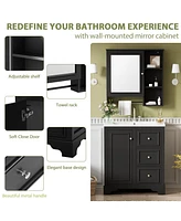 30-inch bathroom vanity with sink, modern elegant bathroom storage cabinet with 3 drawers and adjustable shelves