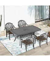 Streamdale Furniture (Cushions In Random Colors)5-Piece Set Of Cast Aluminum Patio Furniture With Cushions