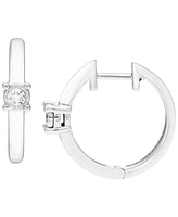 Diamond Single Stone Hoop Earrings (1/10 ct. t.w.) in Sterling Silver