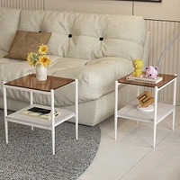 Simplie Fun Set of 2 Rectangle End Table, Tempered Glass Tabletop with Mdf layer, Modern Table for Living Room