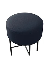 Simplie Fun 2 pcs Round Cushioned Vanity Stool, Linen Upholstered Vanity Stool for Makeup Room, Modern Soft Stool for Bar and Dining, Ottoman Footrest