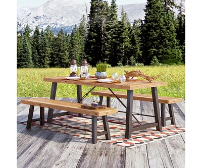 Simplie Fun Catriona 3 Piece Wood Outdoor Dining Set