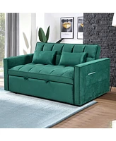 Streamdale Furniture Modern flannel double sofa with folding bed, small double sofa with three in one convertible sofa bed, adjustable backrest and st