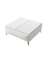 35 inch Wide Square storage benches Coffee Table with Lift Top Oversized Storage Ottoman in Upholstered for Living Room