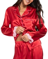 Linea Donatella Women's 2Pc. Lace-Trm Long Pajama Set