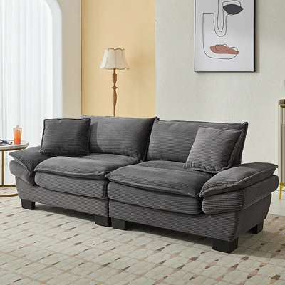 Streamdale Furniture Corduroy Sofa Sleeper Couch Loveseat Sofa with Pillows Comfy Upholstered Deep Seat Sofa for Bedroom, Living Room, Apartment, Offi