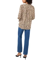 Vince Camuto Women's Animal-Print Split-Neck Bell-Sleeve Top