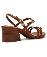 Anne Klein Women's Mackenzie Strappy Buckle Block Heel Dress Sandals